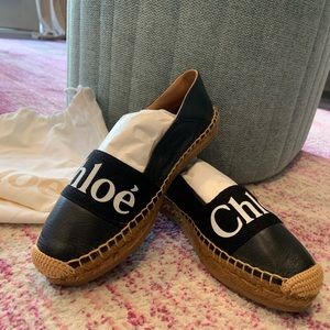Chloé Woody Leather Espadrilles